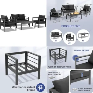 4-Seat Aluminum Outdoor Sectional Furniture Set