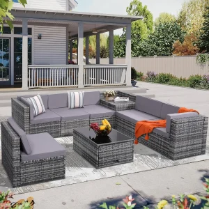 8 Piece Outdoor Wicker Patio Furniture Set