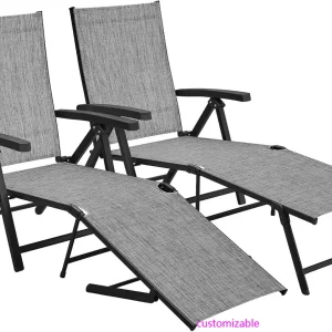 Outdoor Folding Chaise Lounge Set