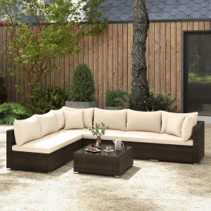 7 PCS Patio Rattan Furniture Set